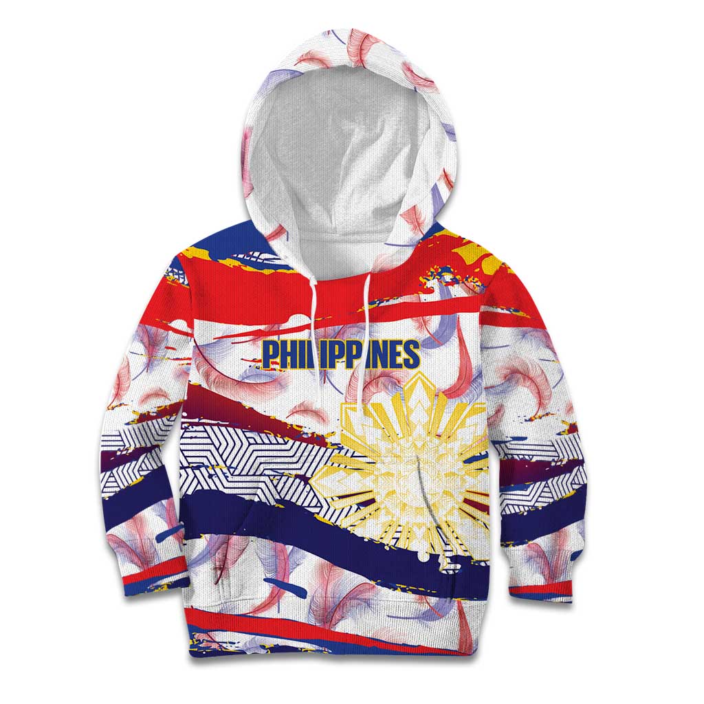 Personalised Philippines Sun Tattoo Kid Hoodie Feathers Filipinas Grunge Style White