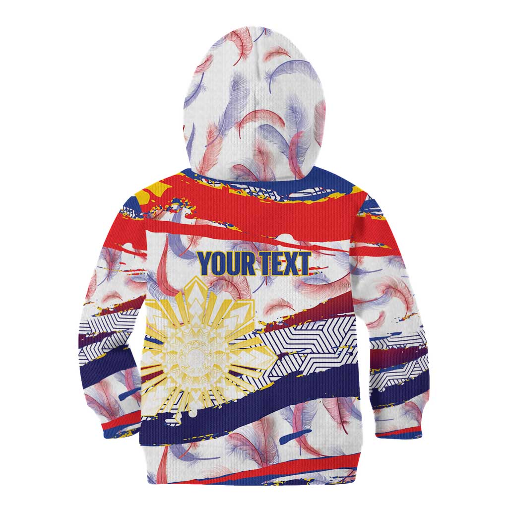 Personalised Philippines Sun Tattoo Kid Hoodie Feathers Filipinas Grunge Style White