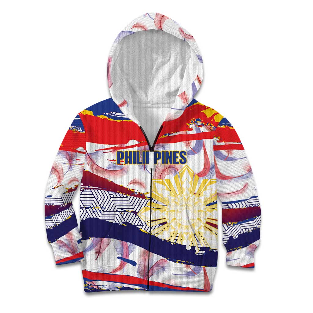 Personalised Philippines Sun Tattoo Kid Hoodie Feathers Filipinas Grunge Style White