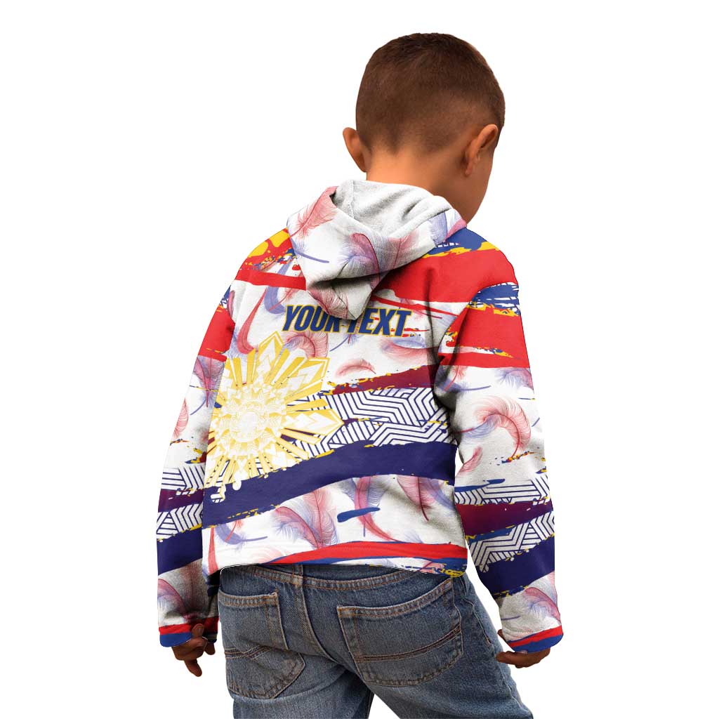 Personalised Philippines Sun Tattoo Kid Hoodie Feathers Filipinas Grunge Style White