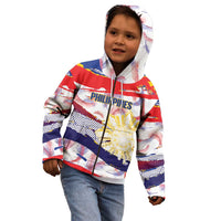 Personalised Philippines Sun Tattoo Kid Hoodie Feathers Filipinas Grunge Style White