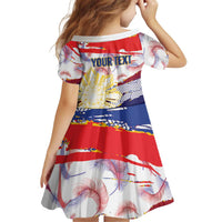 Personalised Philippines Sun Tattoo Kid Short Sleeve Dress Feathers Filipinas Grunge Style White