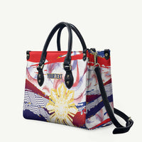 Personalised Philippines Sun Tattoo Leather Bag Feathers Filipinas Grunge Style White