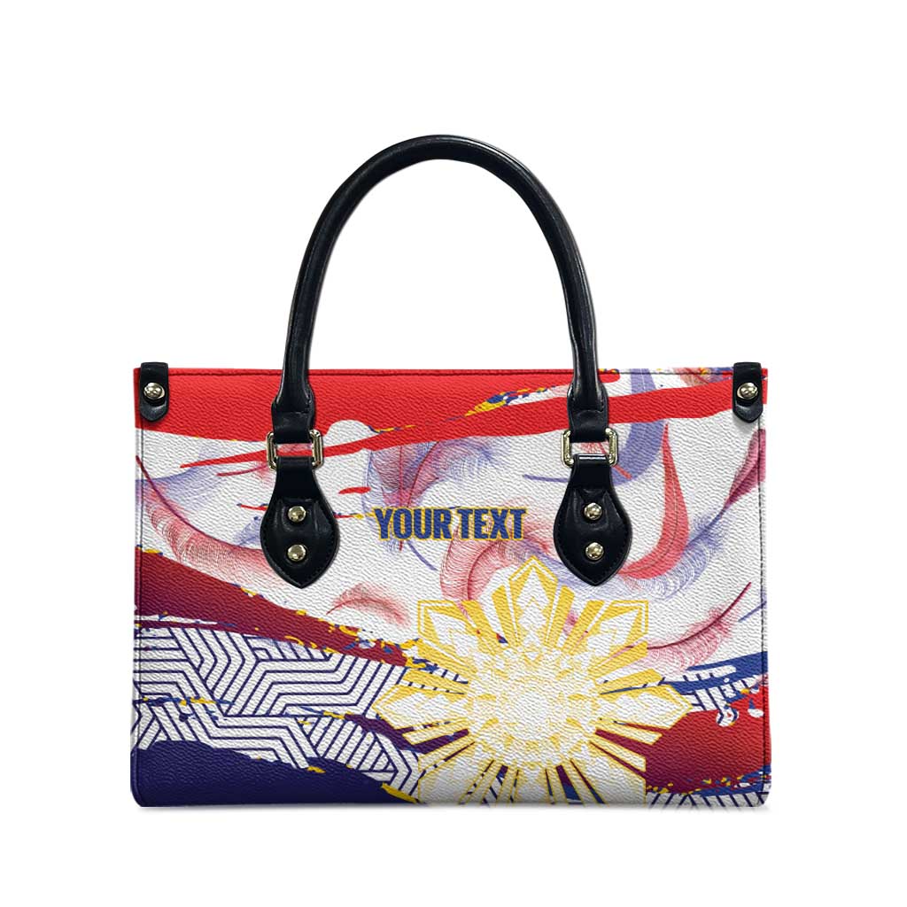 Personalised Philippines Sun Tattoo Leather Bag Feathers Filipinas Grunge Style White