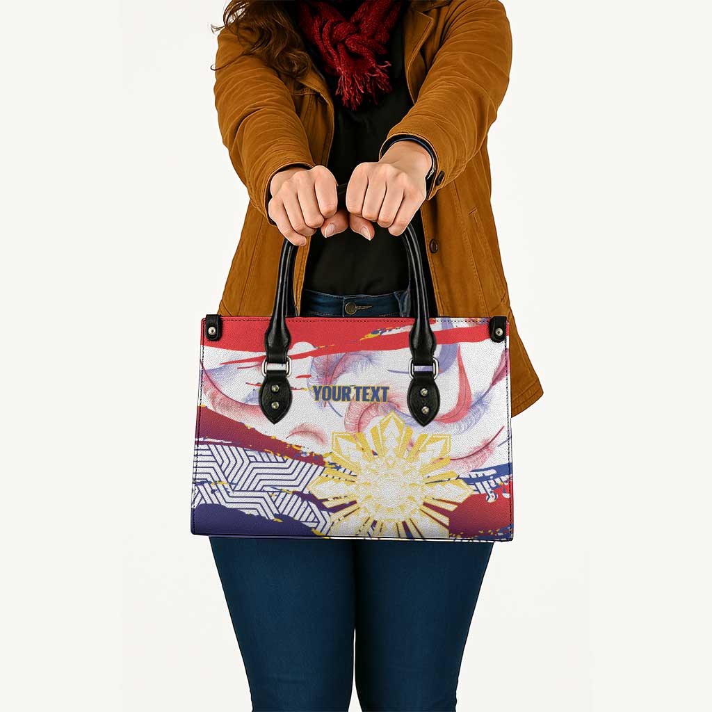 Personalised Philippines Sun Tattoo Leather Bag Feathers Filipinas Grunge Style White