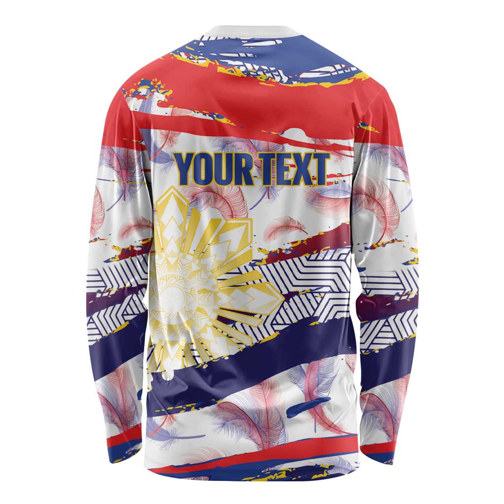 Personalised Philippines Sun Tattoo Long Sleeve Shirt Feathers Filipinas Grunge Style White
