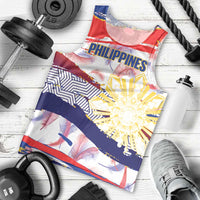 Personalised Philippines Sun Tattoo Men Tank Top Feathers Filipinas Grunge Style White