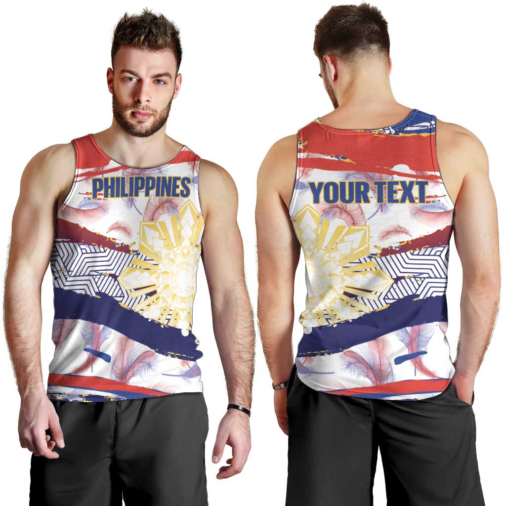 Personalised Philippines Sun Tattoo Men Tank Top Feathers Filipinas Grunge Style White