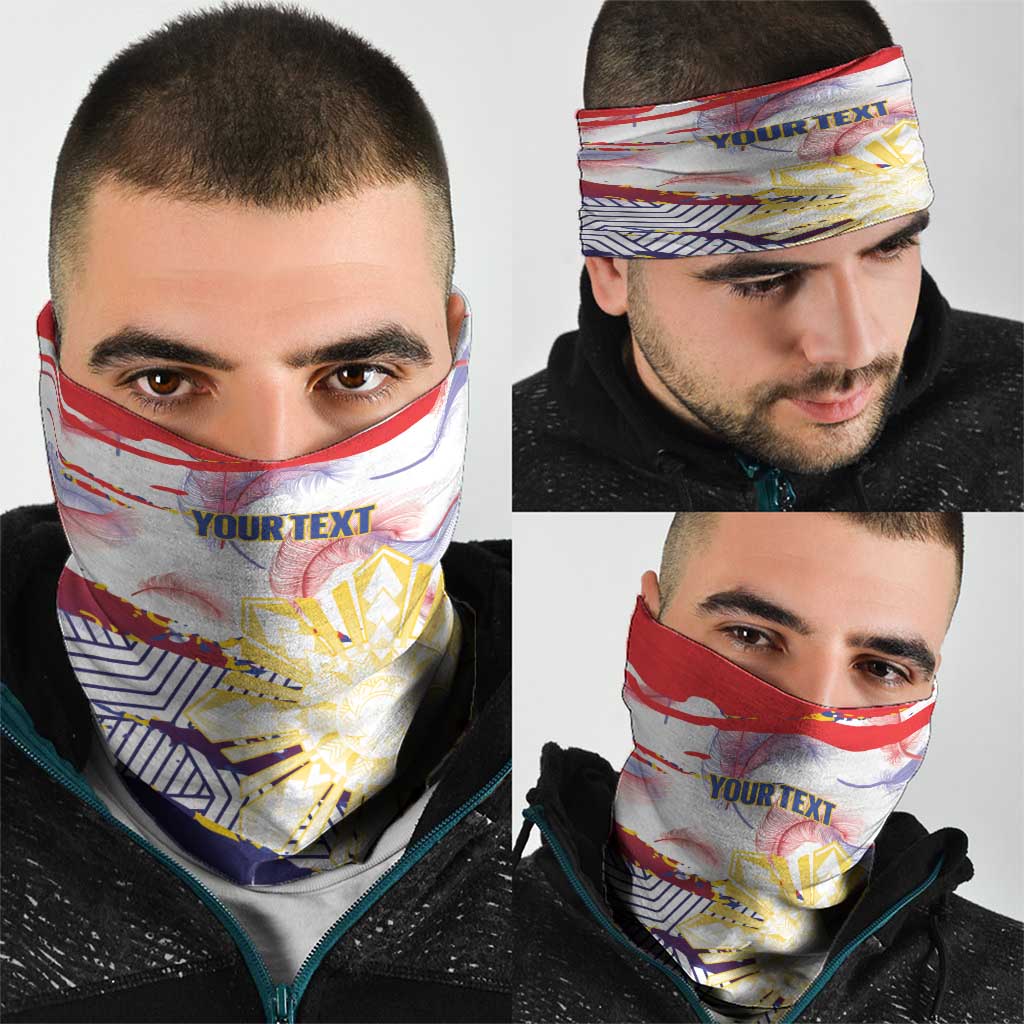 Personalised Philippines Sun Tattoo Neck Gaiter Feathers Filipinas Grunge Style White