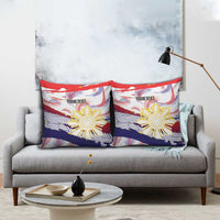 Personalised Philippines Sun Tattoo Pillow Cover Feathers Filipinas Grunge Style White