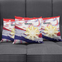 Personalised Philippines Sun Tattoo Pillow Cover Feathers Filipinas Grunge Style White