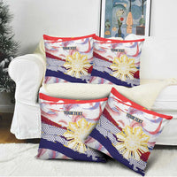 Personalised Philippines Sun Tattoo Pillow Cover Feathers Filipinas Grunge Style White