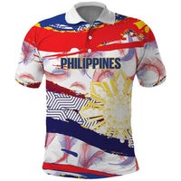 Personalised Philippines Sun Tattoo Polo Shirt Feathers Filipinas Grunge Style White