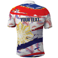 Personalised Philippines Sun Tattoo Polo Shirt Feathers Filipinas Grunge Style White