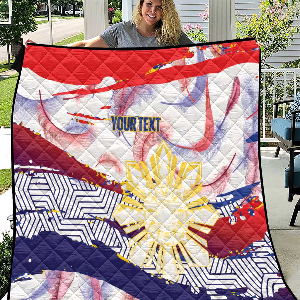 Personalised Philippines Sun Tattoo Quilt Feathers Filipinas Grunge Style White