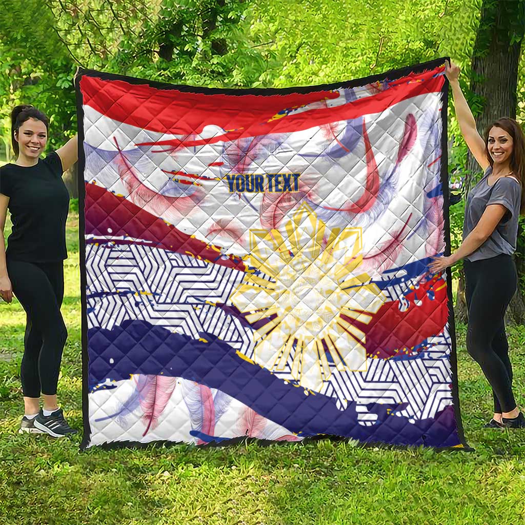 Personalised Philippines Sun Tattoo Quilt Feathers Filipinas Grunge Style White