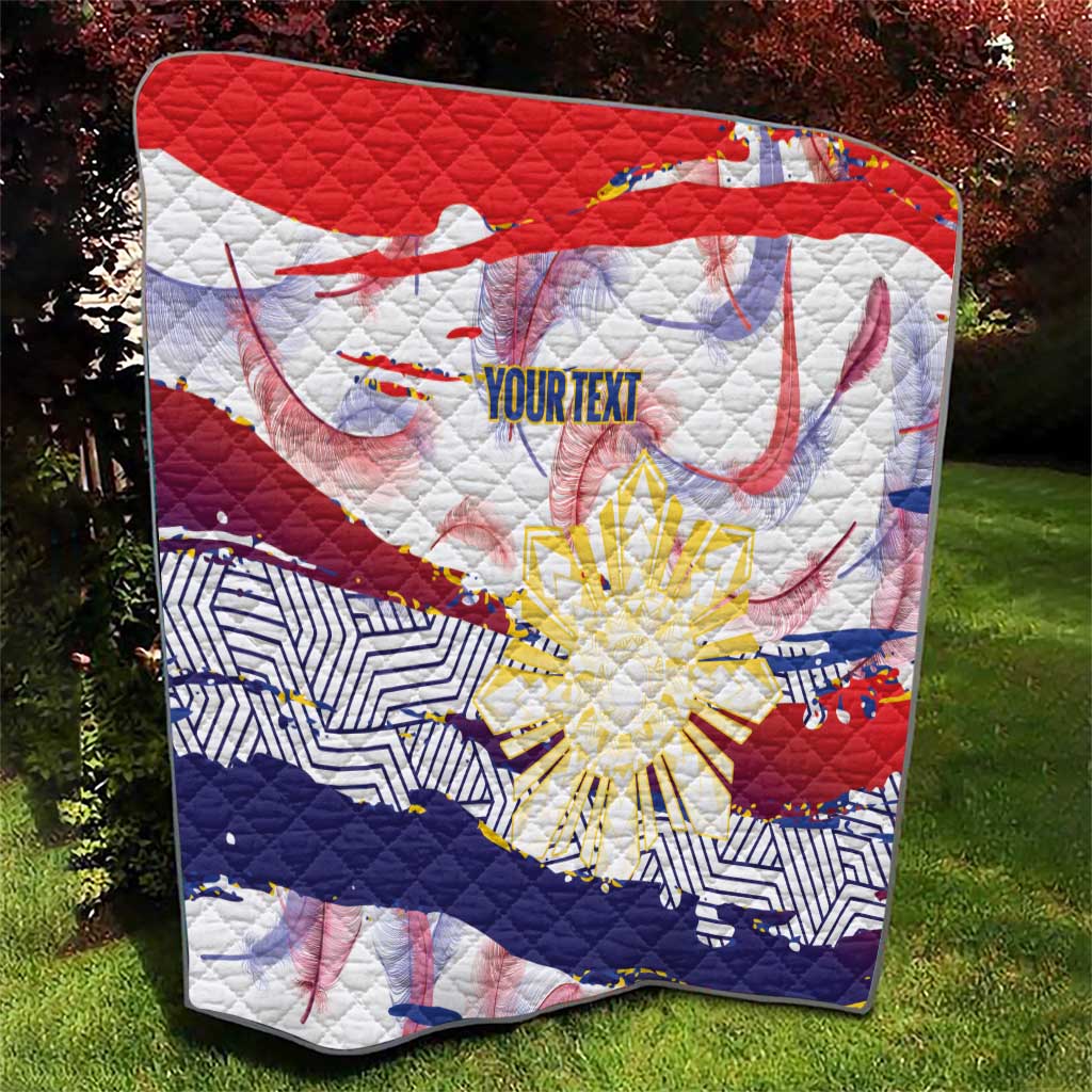 Personalised Philippines Sun Tattoo Quilt Feathers Filipinas Grunge Style White