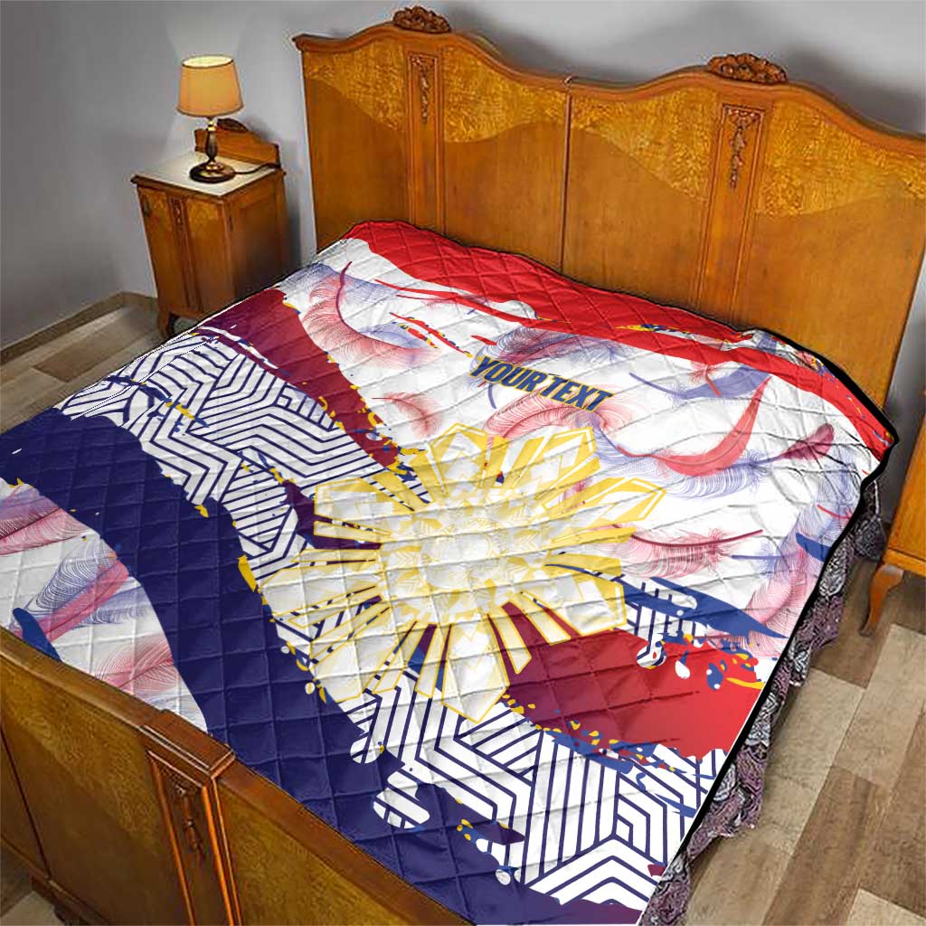 Personalised Philippines Sun Tattoo Quilt Feathers Filipinas Grunge Style White