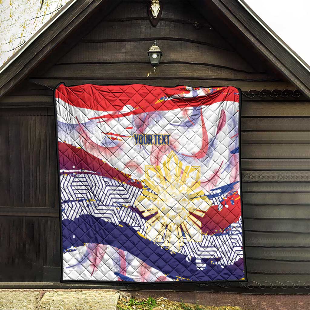 Personalised Philippines Sun Tattoo Quilt Feathers Filipinas Grunge Style White