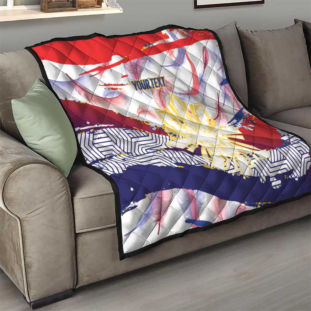 Personalised Philippines Sun Tattoo Quilt Feathers Filipinas Grunge Style White