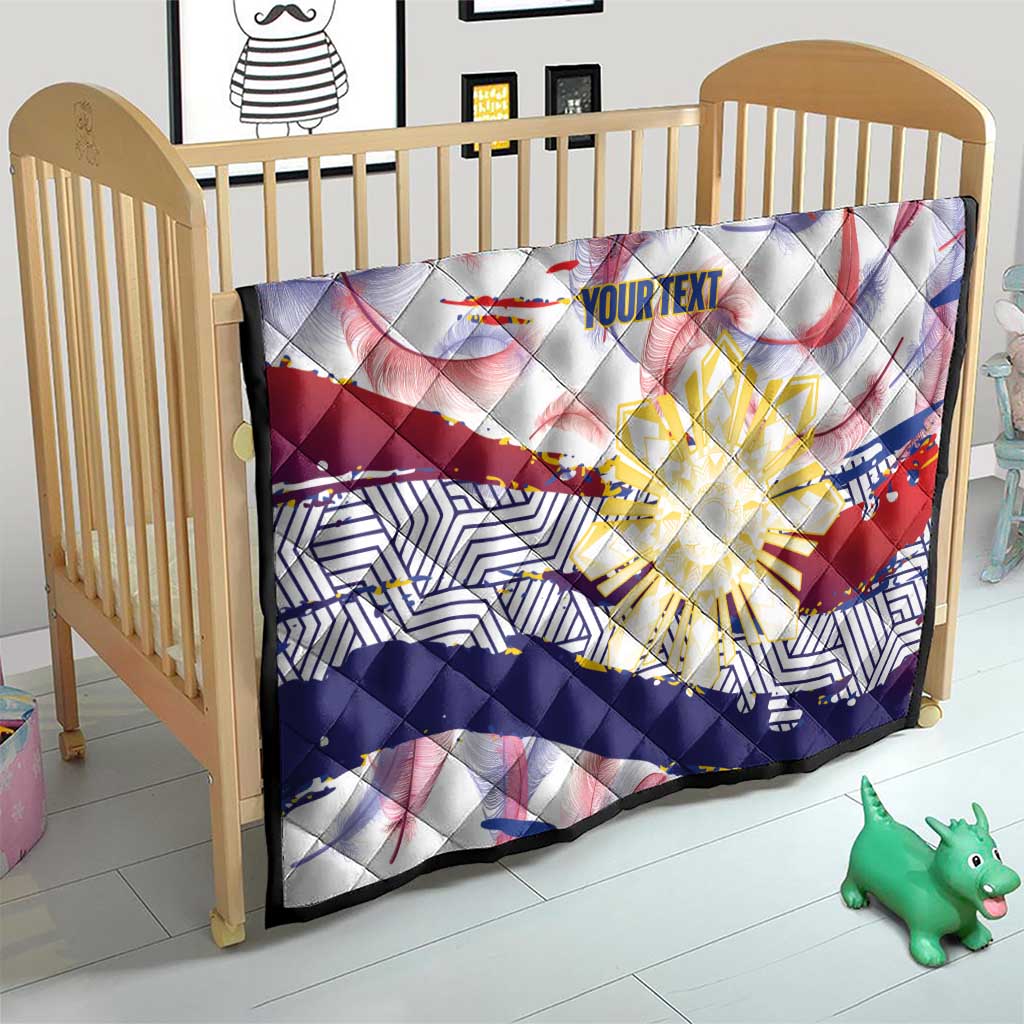 Personalised Philippines Sun Tattoo Quilt Feathers Filipinas Grunge Style White