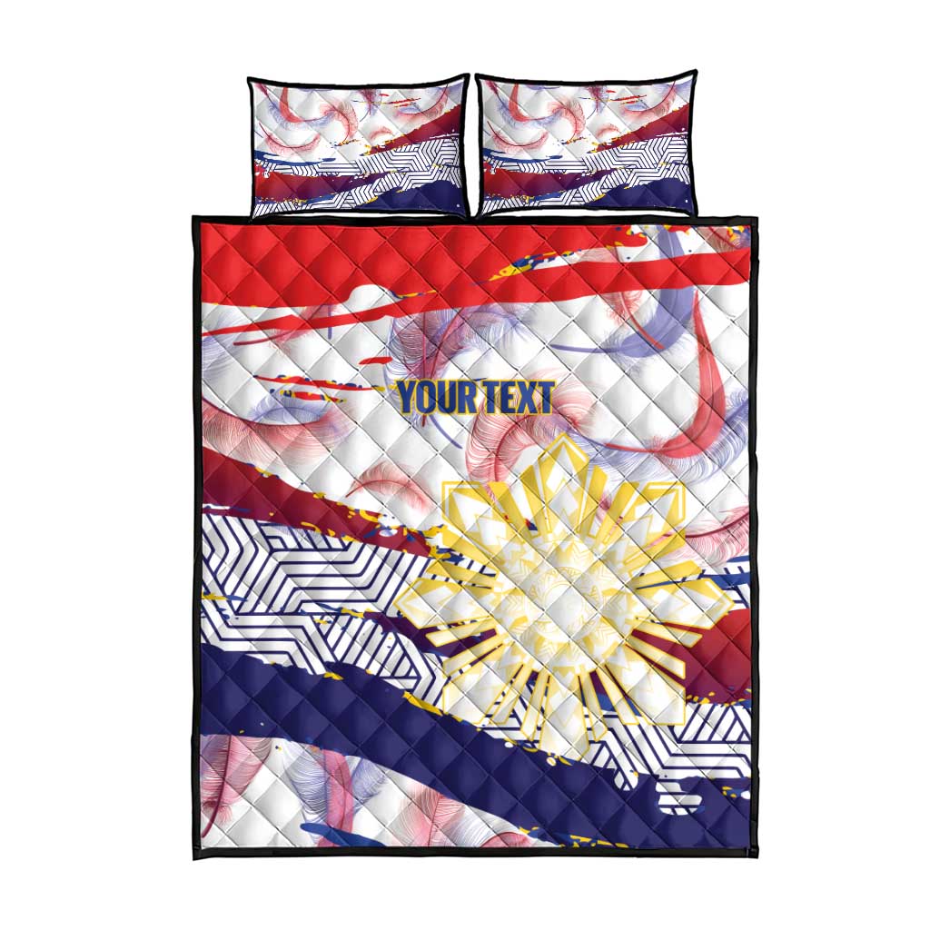 Personalised Philippines Sun Tattoo Quilt Bed Set Feathers Filipinas Grunge Style White