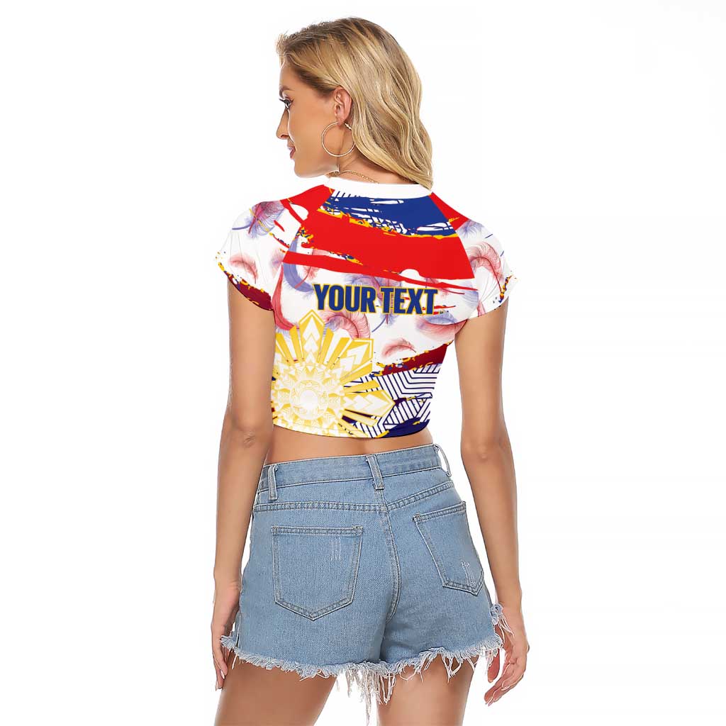 Personalised Philippines Sun Tattoo Raglan Cropped T Shirt Feathers Filipinas Grunge Style White
