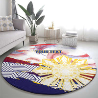 Personalised Philippines Sun Tattoo Round Carpet Feathers Filipinas Grunge Style White