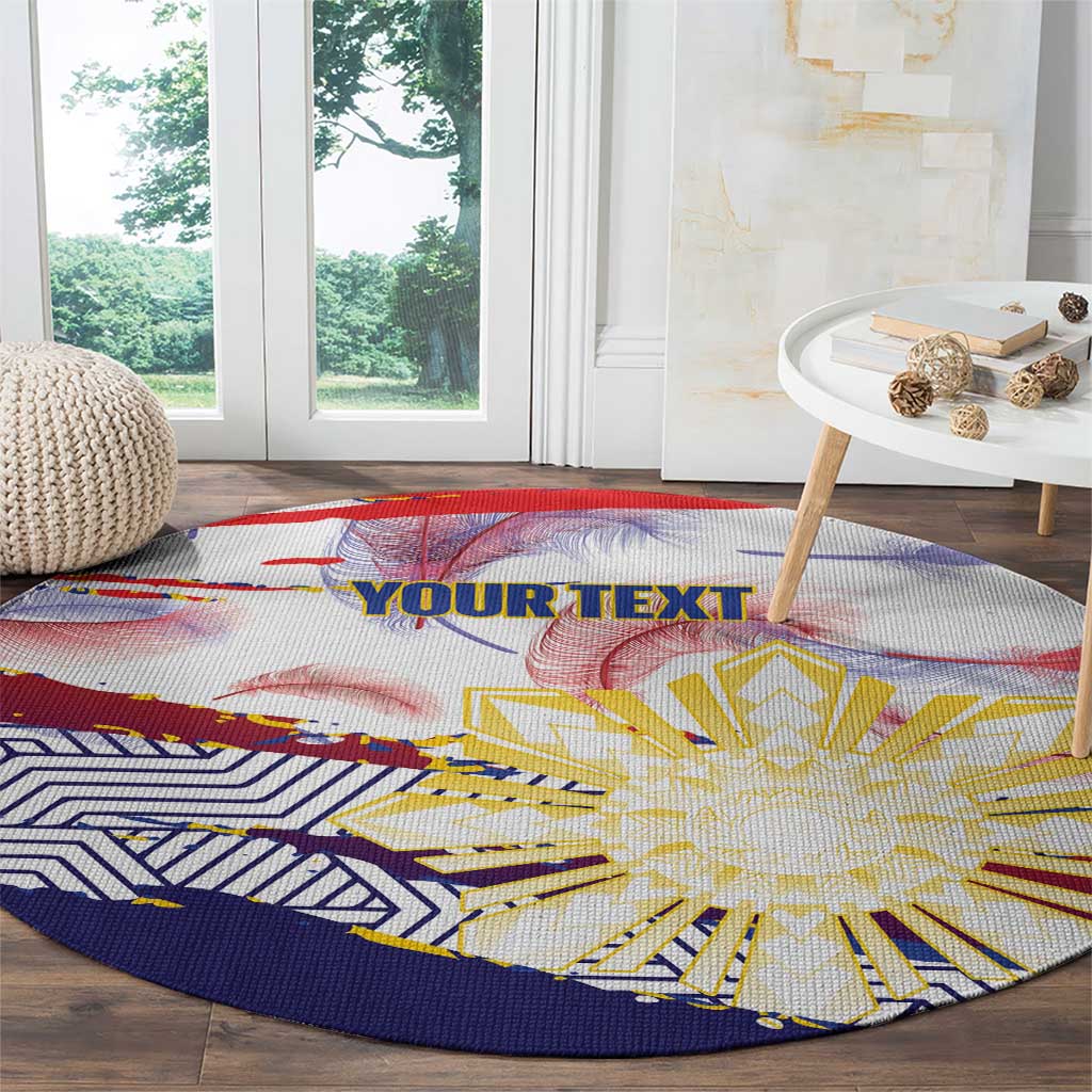Personalised Philippines Sun Tattoo Round Carpet Feathers Filipinas Grunge Style White