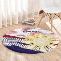Personalised Philippines Sun Tattoo Round Carpet Feathers Filipinas Grunge Style White