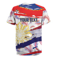 Personalised Philippines Sun Tattoo Rugby Jersey Feathers Filipinas Grunge Style White