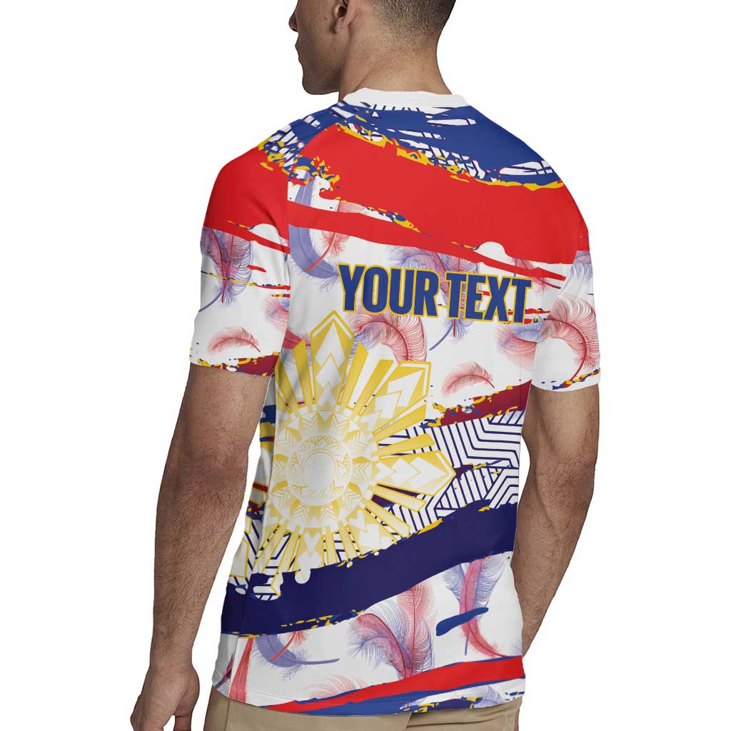 Personalised Philippines Sun Tattoo Rugby Jersey Feathers Filipinas Grunge Style White