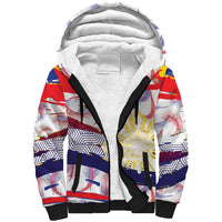Personalised Philippines Sun Tattoo Sherpa Hoodie Feathers Filipinas Grunge Style White