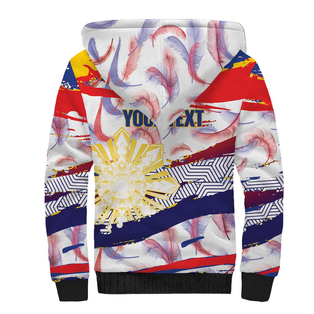 Personalised Philippines Sun Tattoo Sherpa Hoodie Feathers Filipinas Grunge Style White
