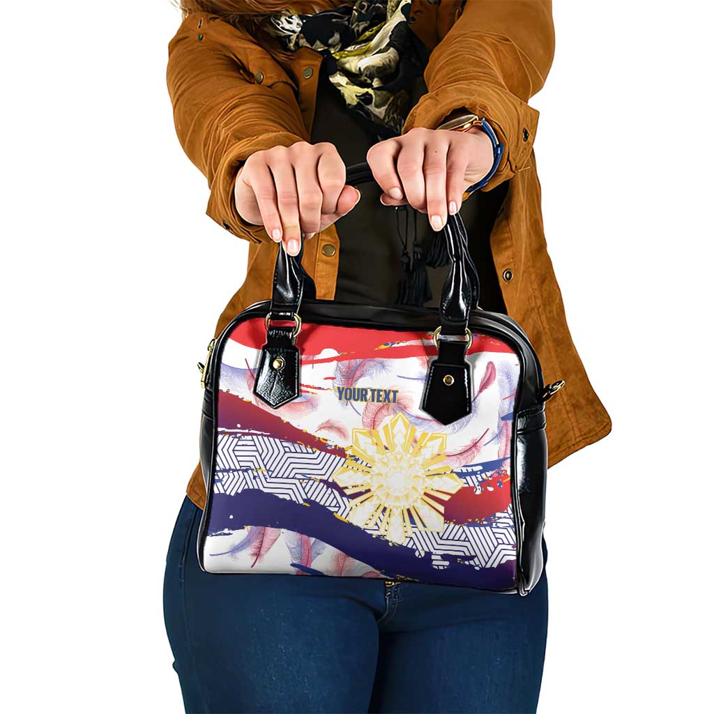 Personalised Philippines Sun Tattoo Shoulder Handbag Feathers Filipinas Grunge Style White