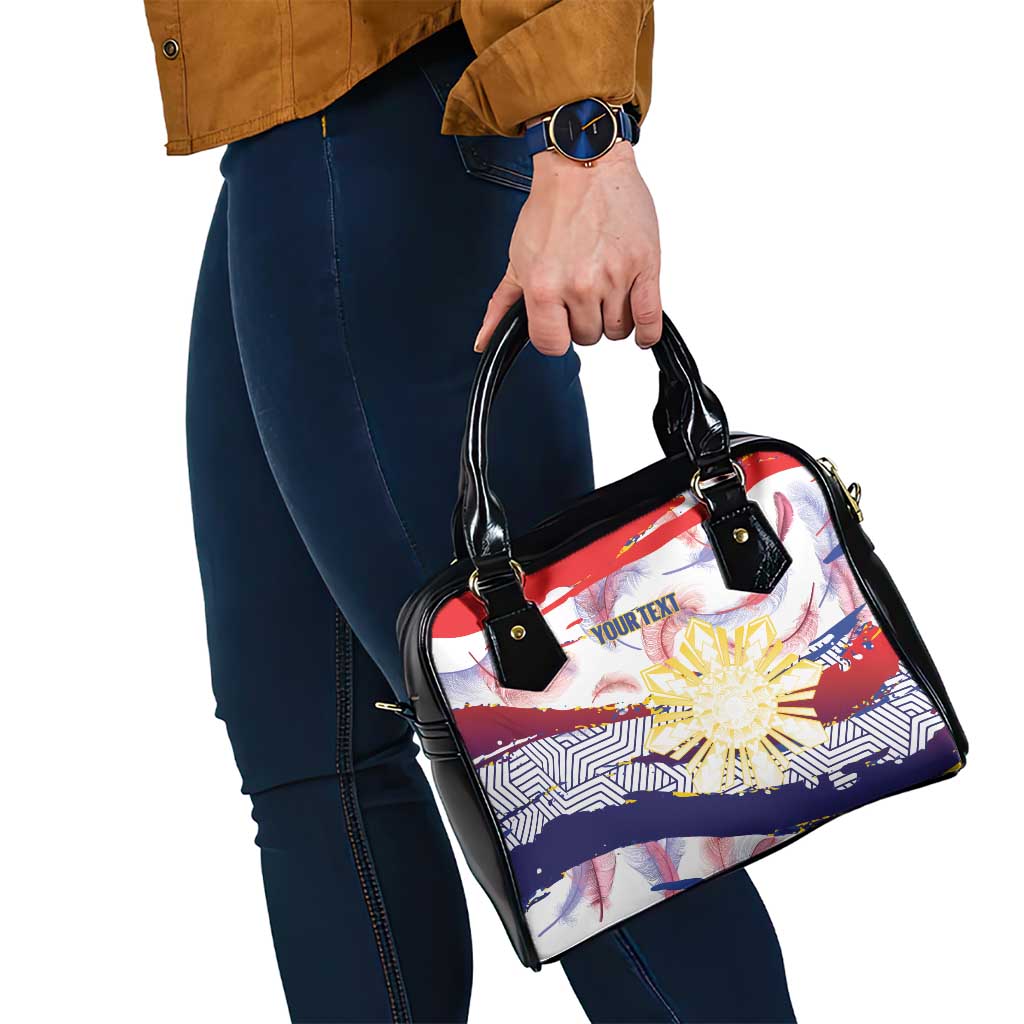 Personalised Philippines Sun Tattoo Shoulder Handbag Feathers Filipinas Grunge Style White