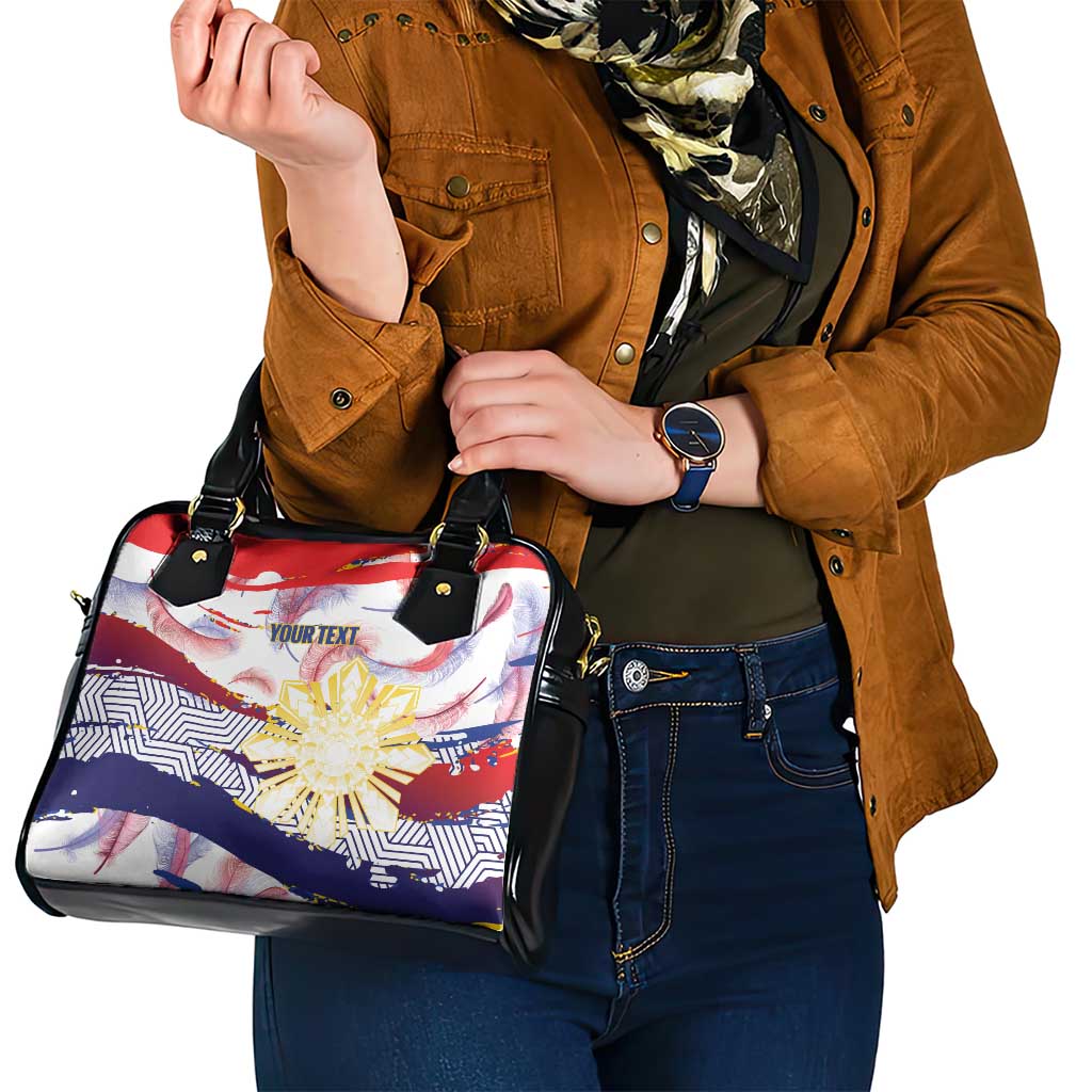 Personalised Philippines Sun Tattoo Shoulder Handbag Feathers Filipinas Grunge Style White