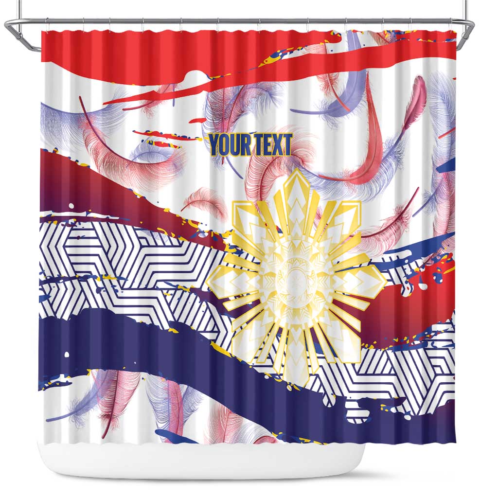 Personalised Philippines Sun Tattoo Shower Curtain Feathers Filipinas Grunge Style White