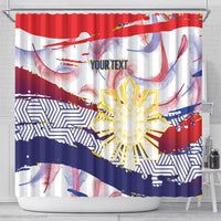 Personalised Philippines Sun Tattoo Shower Curtain Feathers Filipinas Grunge Style White