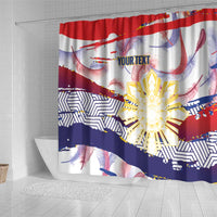 Personalised Philippines Sun Tattoo Shower Curtain Feathers Filipinas Grunge Style White