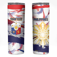 Personalised Philippines Sun Tattoo Skinny Tumbler Feathers Filipinas Grunge Style White