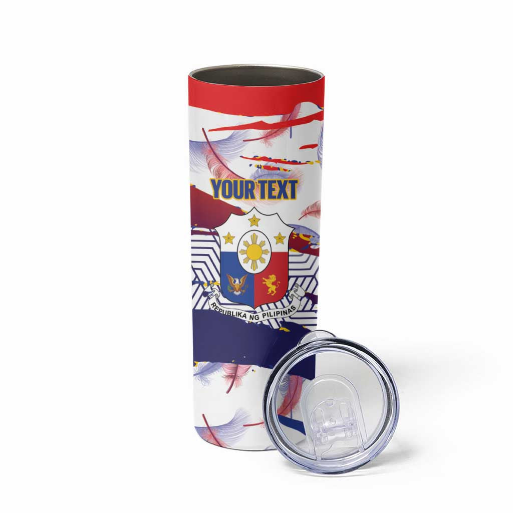 Personalised Philippines Sun Tattoo Skinny Tumbler Feathers Filipinas Grunge Style White