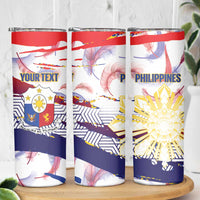Personalised Philippines Sun Tattoo Skinny Tumbler Feathers Filipinas Grunge Style White