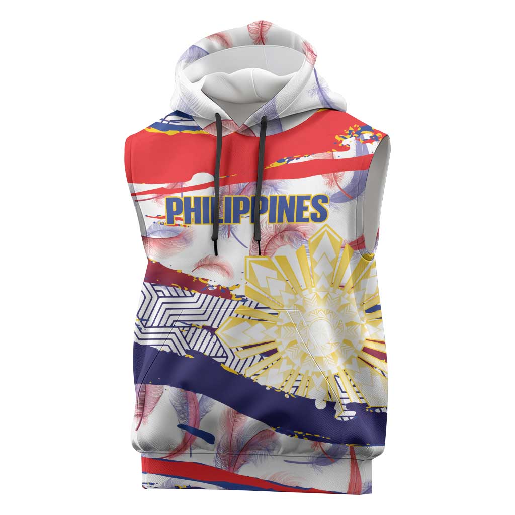 Personalised Philippines Sun Tattoo Sleeveless Hoodie Feathers Filipinas Grunge Style White