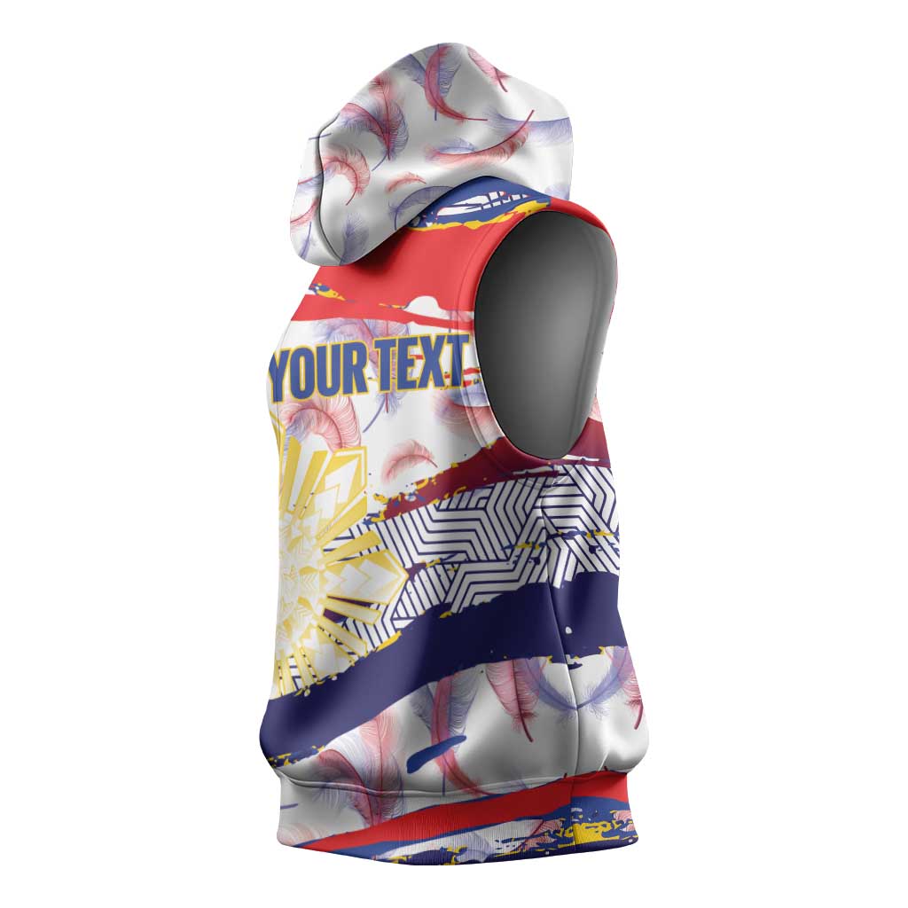 Personalised Philippines Sun Tattoo Sleeveless Hoodie Feathers Filipinas Grunge Style White