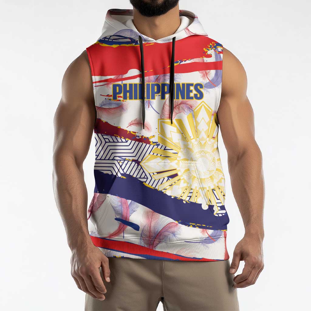 Personalised Philippines Sun Tattoo Sleeveless Hoodie Feathers Filipinas Grunge Style White