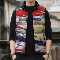Personalised Philippines Sun Tattoo Sleeveless Puffer Jacket Feathers Filipinas Grunge Style White