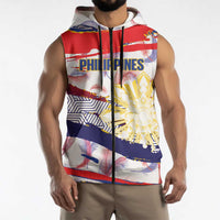Personalised Philippines Sun Tattoo Sleeveless Zip Hoodie Feathers Filipinas Grunge Style White