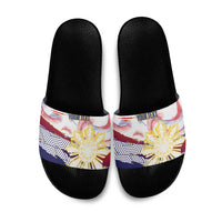 Personalised Philippines Sun Tattoo Slide Sandals Feathers Filipinas Grunge Style White