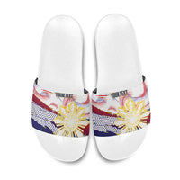 Personalised Philippines Sun Tattoo Slide Sandals Feathers Filipinas Grunge Style White